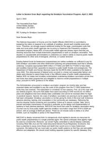Letter to Senator Evan Bayh regarding the Smallpox