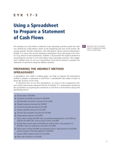 EYK 17-3 Using a Spreadsheet to Prepare a Statement of Cash Flows