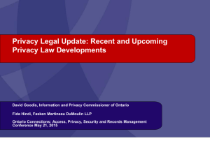 Privacy Legal Update - Information and Privacy Commissioner of