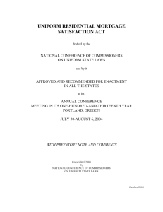 uniform residential mortgage satisfaction act