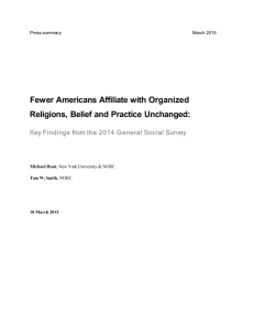 Fewer Americans Affiliate with Organized Religions, Belief