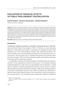 Evaluation of financial effects of public procurement centralisation