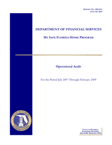 DEPARTMENT OF FINANCIAL SERVICES Operational Audit