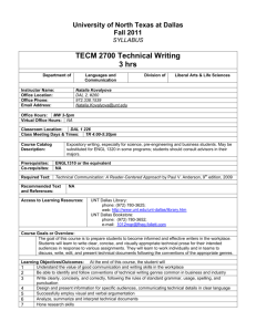 TECM 2700 Technical Writing 3 hrs