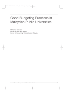 Good Budgeting Practices in Malaysian Public Universities