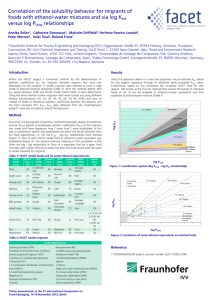 Correlation of the solubility behavior for migrants of foods with