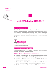 Lesson 37. Medical Parasitology