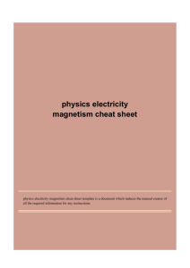 physics electricity magnetism cheat sheet