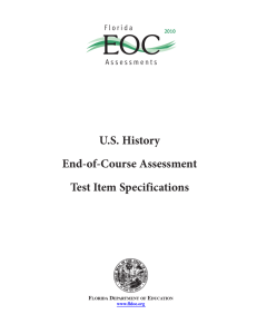 Florida US History End-of-Course Assessment Test Item Specifications