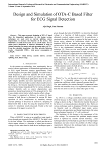 Design and Simulation of OTA-C Based Filter for ECG