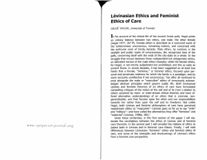 Levinasian Ethics and Feminist Ethics of Care