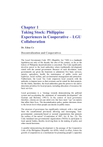 Chapter 1 Taking Stock: Philippine Experiences in Cooperative