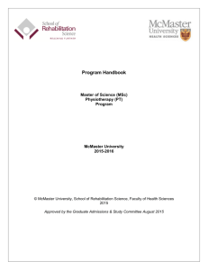 Program Handbook - School of Rehabilitation Science