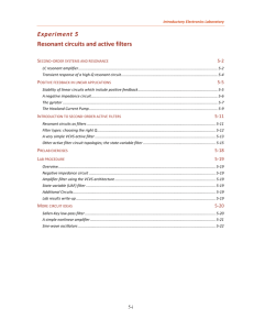 Experiment 5 Resonant circuits and active filters
