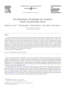 The determinants of leadership role occupancy