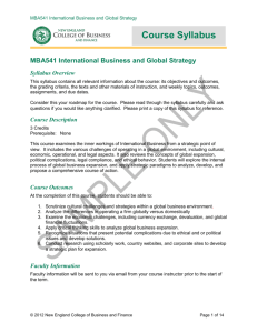 MBA541 International Business and Global Strategy