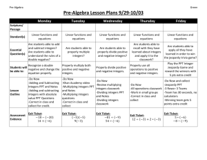 Pre-Algebra Lesson Plans 9/29-10/03