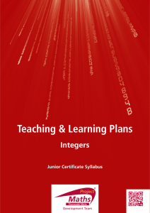 Teaching & Learning Plan: Integers