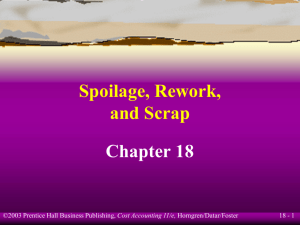Spoilage, Rework, and Scrap Chapter 18