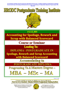 Accounting for Spoilage, Rework and Scrap with