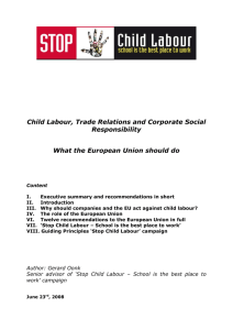 Child Labour, Trade Relations and Corporate Social Responsibility