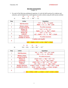 Chemistry 102 ANSWER KEY 1 REVIEW QUESTIONS Chapter 19 1