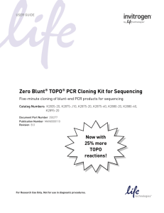 Zero Blunt® TOPO® PCR Cloning Kit for Sequencing User Guide