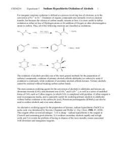 Sodium Hypochlorite Oxidation of Alcohols