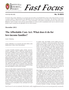 The Affordable Care Act: What does it do for low