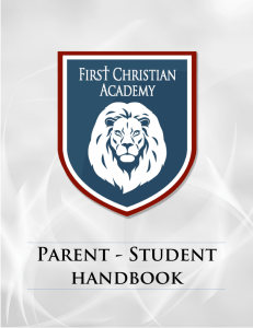 Parent Student Handbook - First Christian Academy