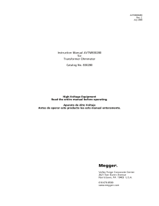 Instruction Manual AVTM830280 for Transformer Ohmmeter Catalog