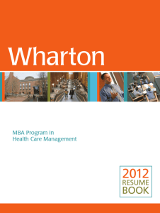 Resume Book 2012 - Health Care Management Department