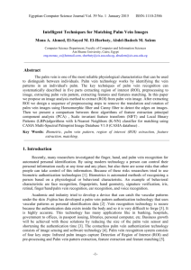 Intelligent Techniques for Matching Palm Vein Images Abstract 1
