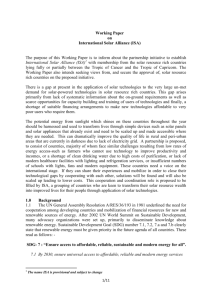 Working Paper on International Solar Alliance (ISA) The purpose of