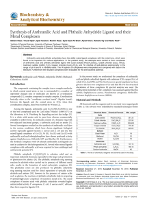 Synthesis of Anthranilic Acid and Phthalic Anhydride Ligand and
