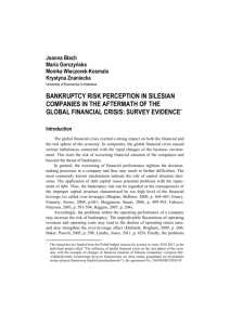 bankruptcy risk perception in silesian companies in the aftermath of