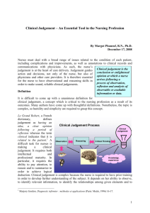 Clinical Judgement – An Essential Tool in the Nursing Profession