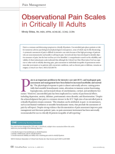 Observational Pain Scales in Critically Ill Adults