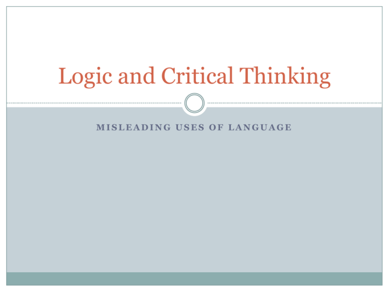 functions of language in logic and critical thinking