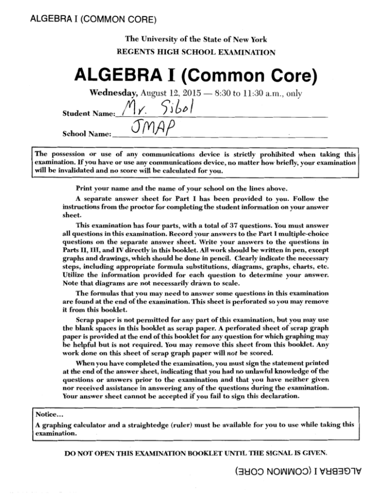 quantifying predictability common core algebra i homework