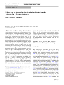 Pollen and ovule production in wind-pollinated species with