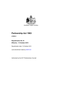 Partnership Act 1963 - ACT Legislation Register