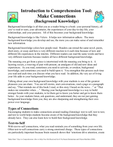 Introduction to Comprehension Tool Background Knowledge