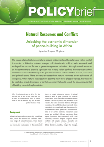 Natural Resources and Conflict: Unlocking the Economic Dimension