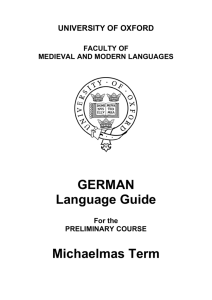 GERMAN Language Guide Michaelmas Term