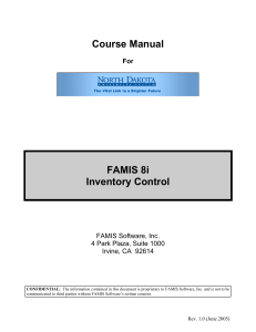 Course Manual FAMIS 8i Inventory Control