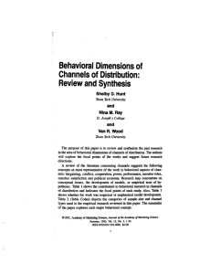 Behavioral Dimensions of Channels of Distribution