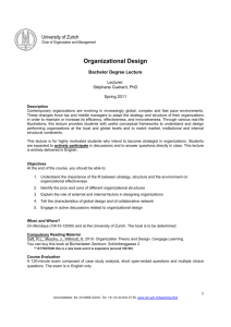 Organizational Design - Department of Business Administration