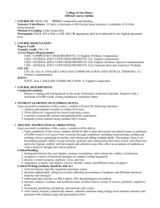 College of San Mateo Official Course Outline COURSE ID: ENGL
