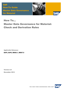 How To... Check and Derivation Rules for MDG Material